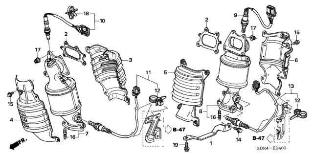 2006 Honda Accord Hybrid Gasket, Exhuast Manifold Diagram for 18115-RJA-G01