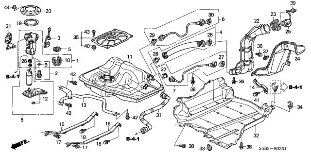 2004 Honda Civic Band, Driver Side Fuel Tank Mounting Diagram for 17522-S5B-L01