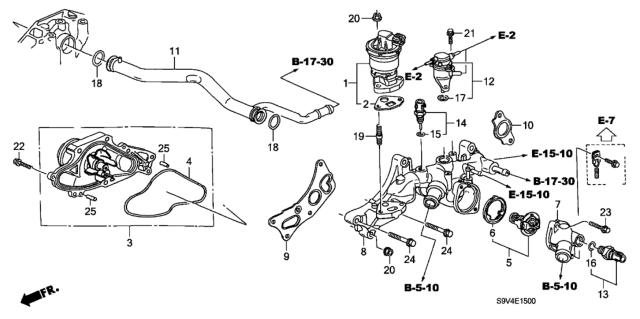 2003 Honda Pilot Thermostat Assembly (Nippon Thermostat) Diagram for 19301-P8E-A10