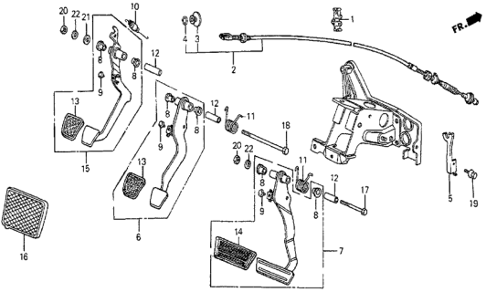 1987 Honda Prelude Brake Pedal - Clutch Pedal Diagram