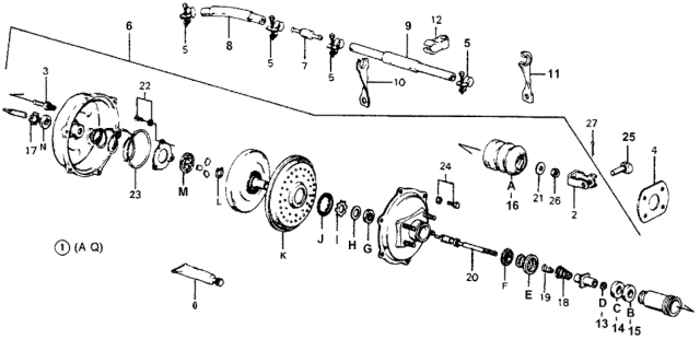 1978 Honda Accord Power Assembly, Master Diagram for 46400-671-013