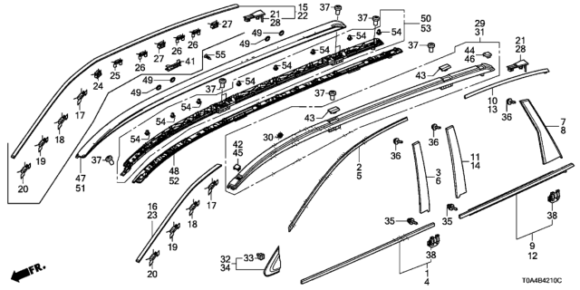 2012 Honda CR-V Molding,R Drip Side Diagram for 73153-T0A-003