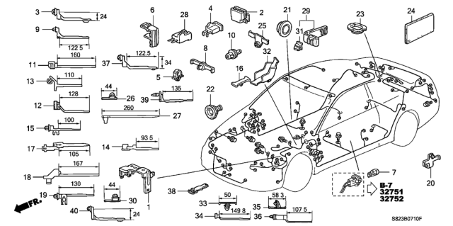 2000 Honda Accord Clip, Dashboard Insulator Seal Diagram for 91546-S84-A01