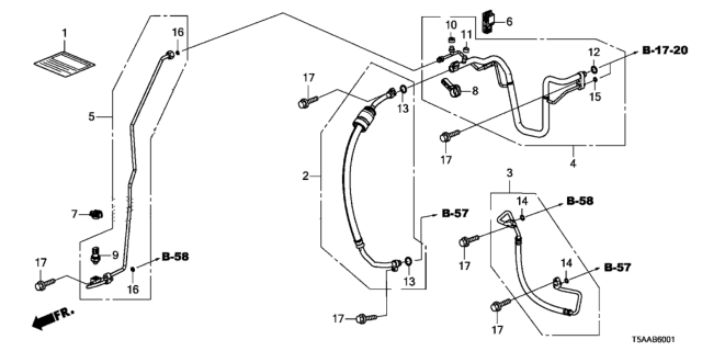 2020 Honda Fit Clamp B, Air Conditioner Pipe Diagram for 80365-T5A-003