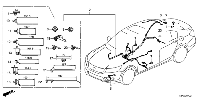 2017 Honda Accord Sub-Wire Harness, FR. Bumper Diagram for 32217-T2A-K00