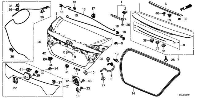 2020 Honda Civic Spring, R. Trunk Open Diagram for 74871-TEY-Y00