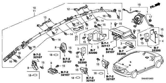 2008 Honda Civic Module Assembly, Passenger Side Curtain Airbag Diagram for 78870-SNA-A93