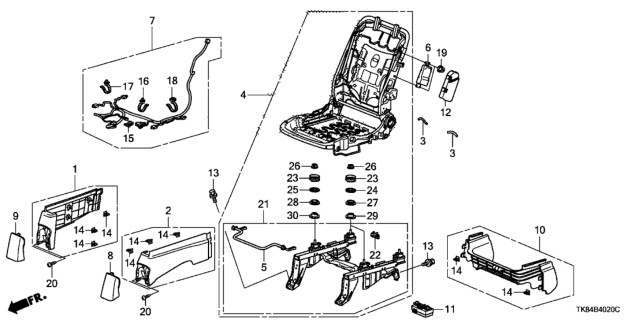 2013 Honda Odyssey Front Seat Components (Passenger Side) Diagram