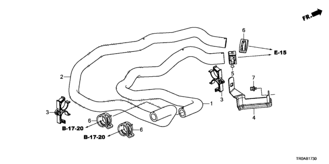 2013 Honda Civic Hose, Water Outlet Diagram for 79725-TR0-A00