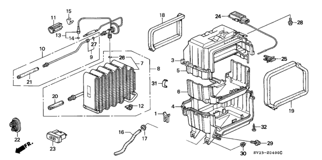 1994 Honda Accord A/C Cooling Unit Diagram 2