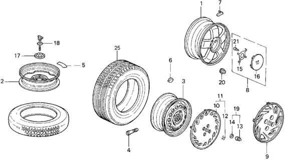 1994 Honda Del Sol Trim, Wheel (13") Diagram for 44733-SR4-J30