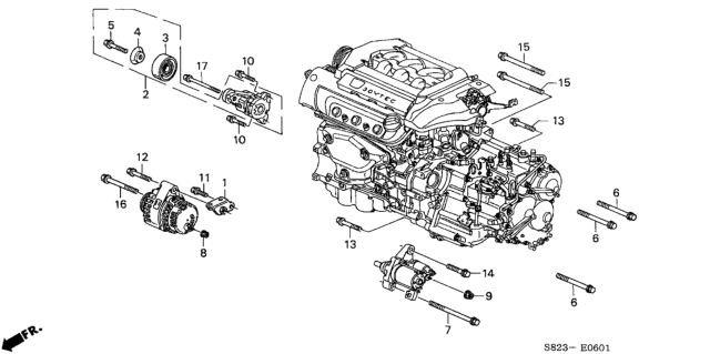 2000 Honda Accord Alternator Bracket (V6) Diagram
