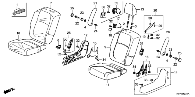 2021 Honda Odyssey Guide, R. Headrest Lock *NH900L* (DEEP BLACK) Diagram for 81144-T2F-A01ZM