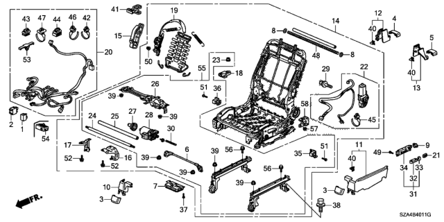 2011 Honda Pilot Switch Assembly, Driver Side Power Seat (8Way) (Baltic Blue) Diagram for 81650-S3V-A01ZG
