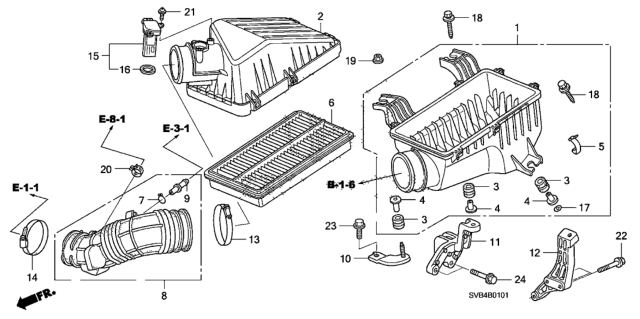 2010 Honda Civic Case Set, Air Cleaner Diagram for 17201-RRA-A00