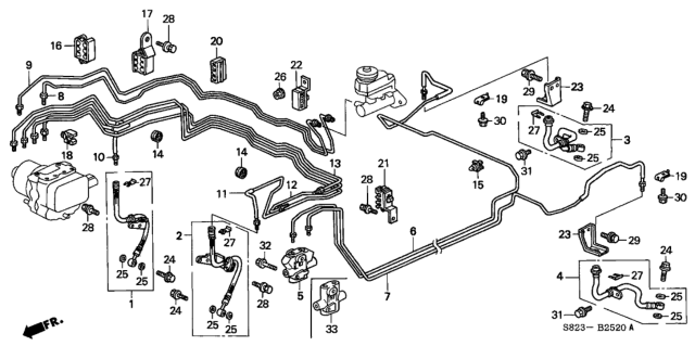 2000 Honda Accord Brake Lines (ABS) (V6) Diagram
