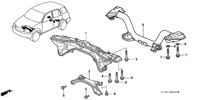 1997 Honda CR-V Rear Beam Diagram