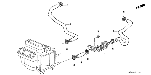 1998 Honda Accord Hose, Water Outlet Diagram for 79725-S84-A00