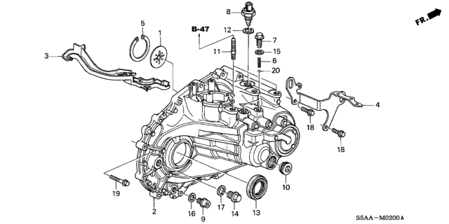 2004 Honda Civic MT Transmission Case Diagram