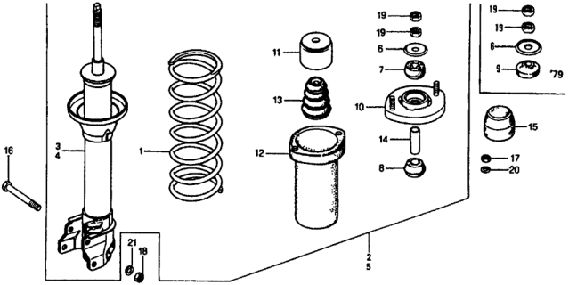 1979 Honda Civic Washer, RR. Shock Absorber Mounting Diagram for 52621-671-000
