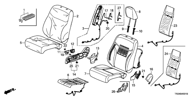 2014 Honda Civic Front Seat (Passenger Side) Diagram