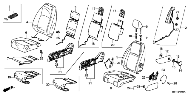 2022 Honda Odyssey Cover, R. Reclining (Inner) *YR507L* (SHADOW BEIGE) Diagram for 81249-THR-A01ZA