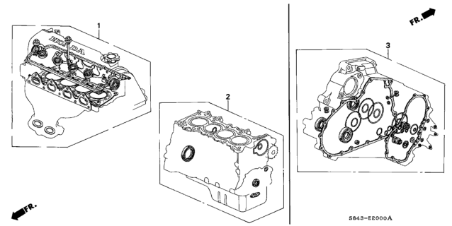 2002 Honda Accord Gasket Kit, Cylinder Block Diagram for 06111-PAA-A02
