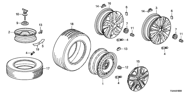 2019 Honda Fit Wheel (16X6J) Diagram for 42700-TAR-G51