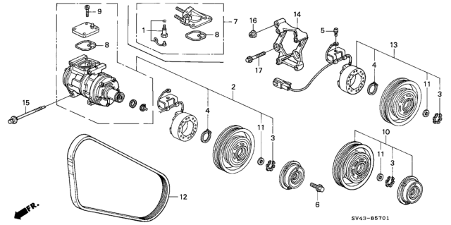 1996 Honda Accord Belt, Compressor Diagram for 38920-P0A-508