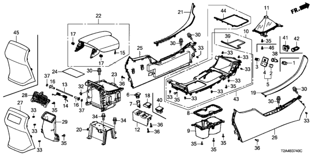 2014 Honda Accord Mat,Console Box Diagram for 83452-T2F-A00