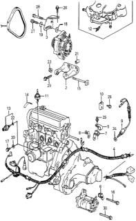 1984 Honda Accord Belt, Alternator Diagram for 31110-PD2-305