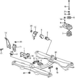 1983 Honda Accord Rubber, Engine Mounting Insulator Diagram for 50811-SA5-000