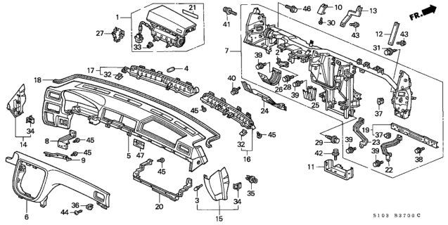 2000 Honda CR-V Cover Assy., Passenger Instrument Side *NH264L* (CLASSY GRAY) Diagram for 77226-S10-A01ZB