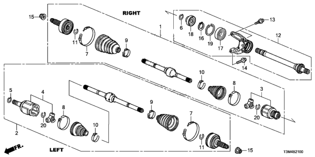 2017 Honda Accord Shaft Assembly, Half Diagram for 44500-T2A-A00