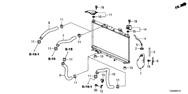 2013 Honda Accord Bracket L,Rad Up Mounting Diagram for 74176-T2A-A00