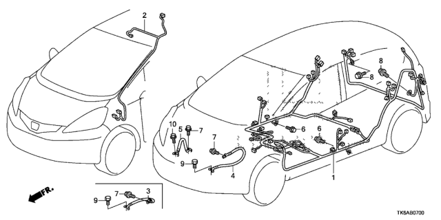 2013 Honda Fit Wire, Interior Diagram for 32155-TK6-A01