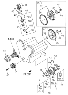 2001 Honda Passport Crankshaft - Piston  - Flywheel Diagram