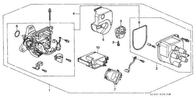 2001 Honda CR-V Distributor Assembly (Torque Converter-08A) (Tec) Diagram for 30100-P6T-T01