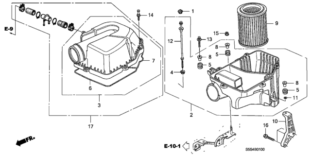 2002 Honda Civic Stay C, Air Cleaner Diagram for 17263-PND-000