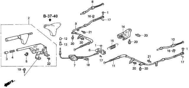 1994 Honda Del Sol Wire A, Parking Brake Diagram for 47510-SR2-013