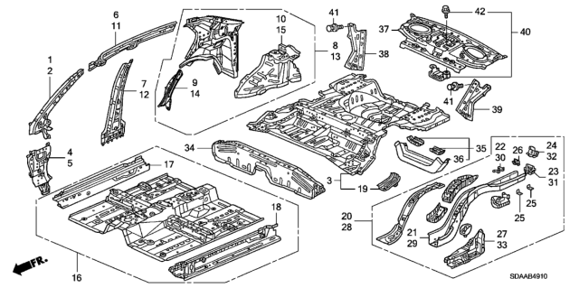 2007 Honda Accord Floor - Inner Panel Diagram