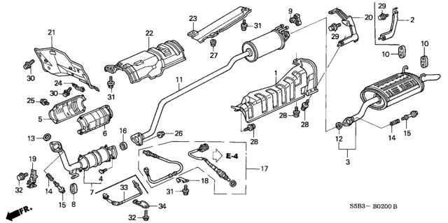 2004 Honda Civic Exhaust Pipe - Muffler Diagram