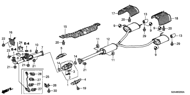 2012 Honda Pilot Exhaust Pipe - Muffler Diagram
