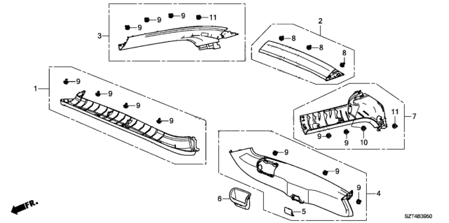 2011 Honda CR-Z Tailgate Lining Diagram