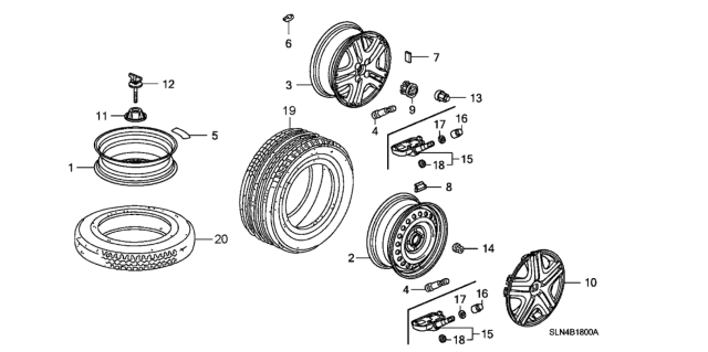 2008 Honda Fit Tire (195/55Hr15) Diagram for 42751-DUN-041