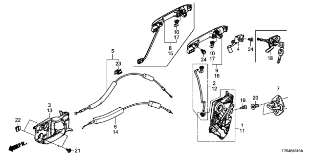2016 Honda HR-V Front Door Locks - Outer Handle Diagram