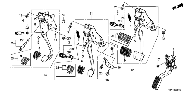 2014 Honda Accord Pedal Assy,Brake Diagram for 46600-T2A-A01