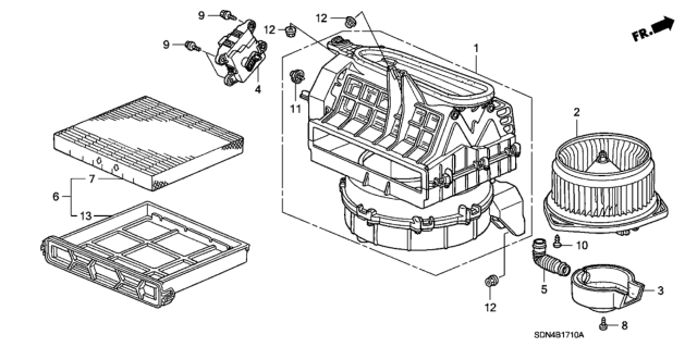 2004 Honda Accord Motor Assembly Diagram for 79310-SDN-A01