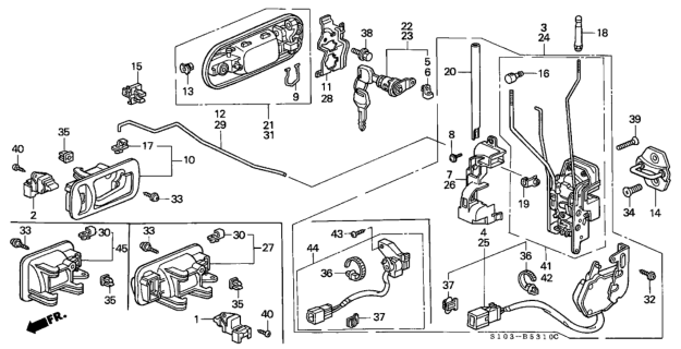 2000 Honda CR-V Front Door Locks Diagram