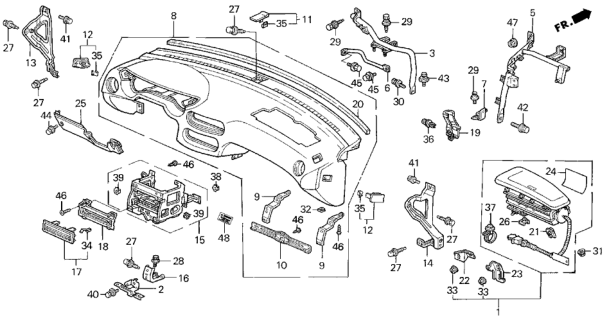 1994 Honda Del Sol Seal, FR. Instrument Diagram for 77466-SR3-000